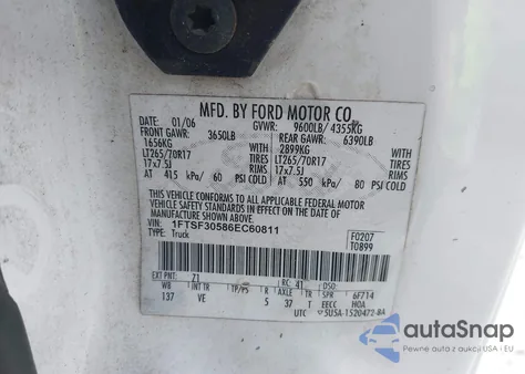 2006 Ford F-350 Xl/Xlt from USA, damaged, VIN 1FTSF30586EC60811